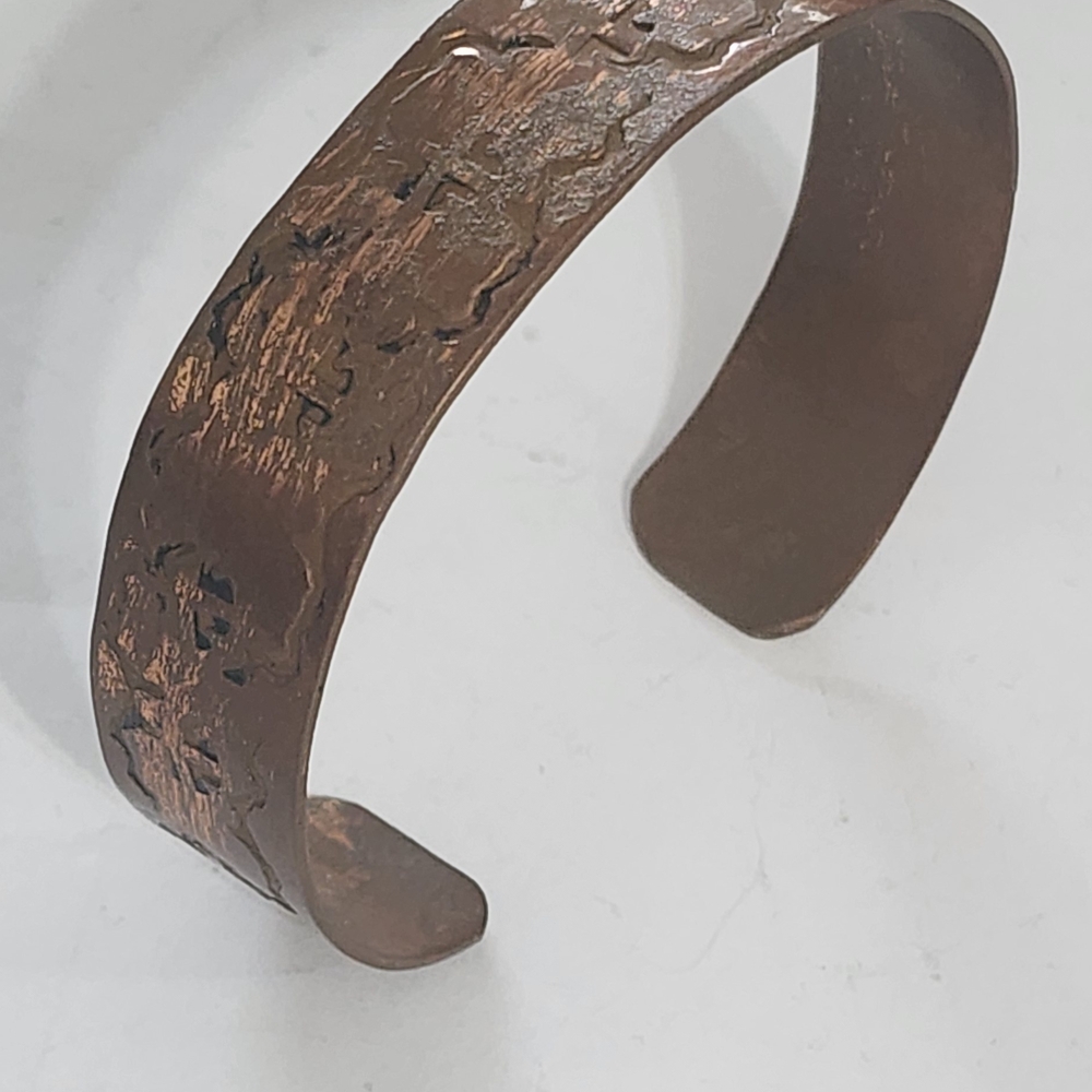 Textured Unisex  Copper Open Cuff Bracelet 2 1/4"